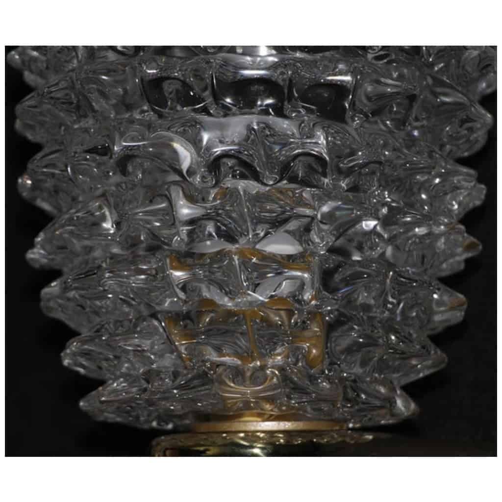Pair of Rostrato crystal sconces in Murano glass in the style of Barovier and Toso 12