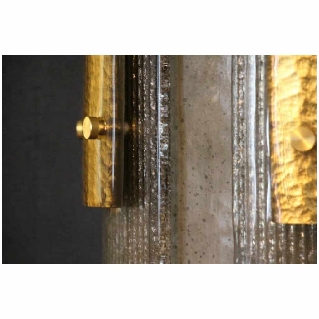 Pair of large modern wall lights in gray and gold Murano glass 17