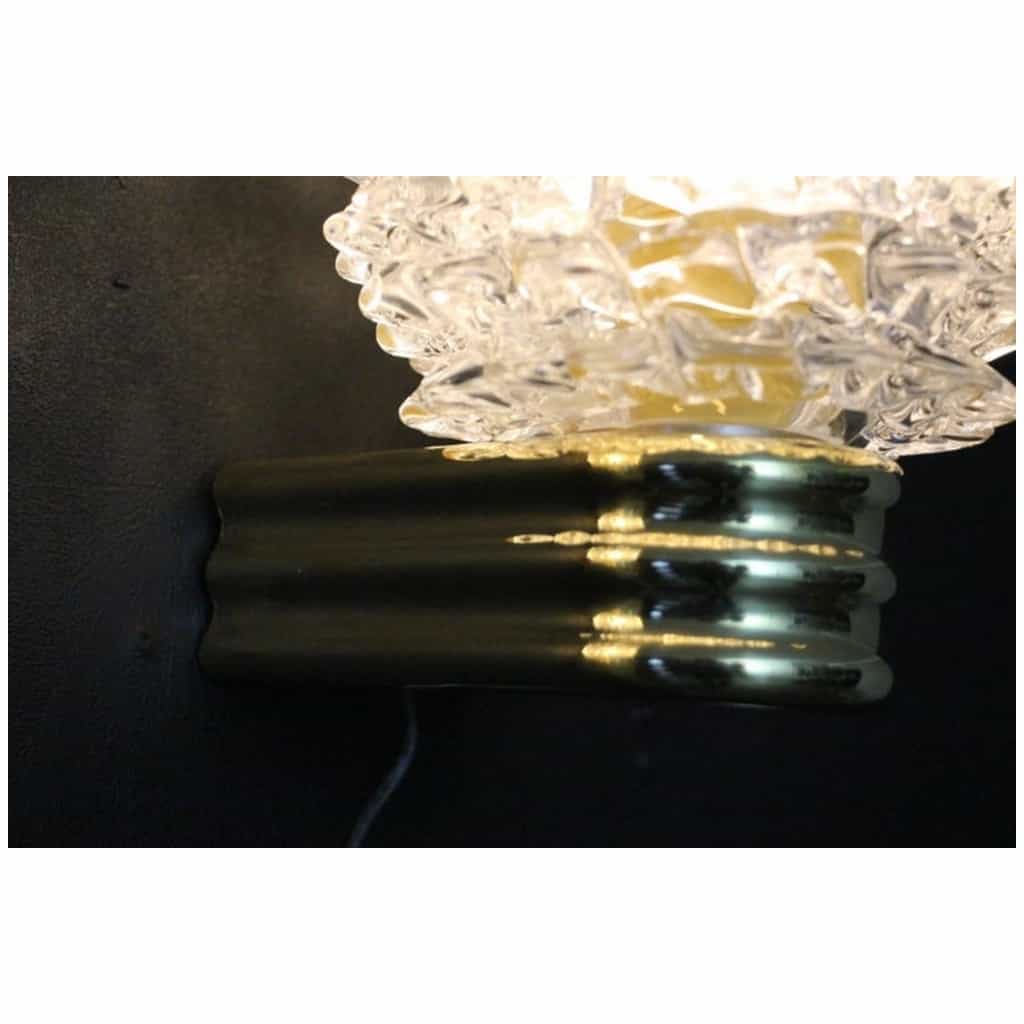 Pair of Rostrato crystal sconces in Murano glass in the style of Barovier and Toso 14