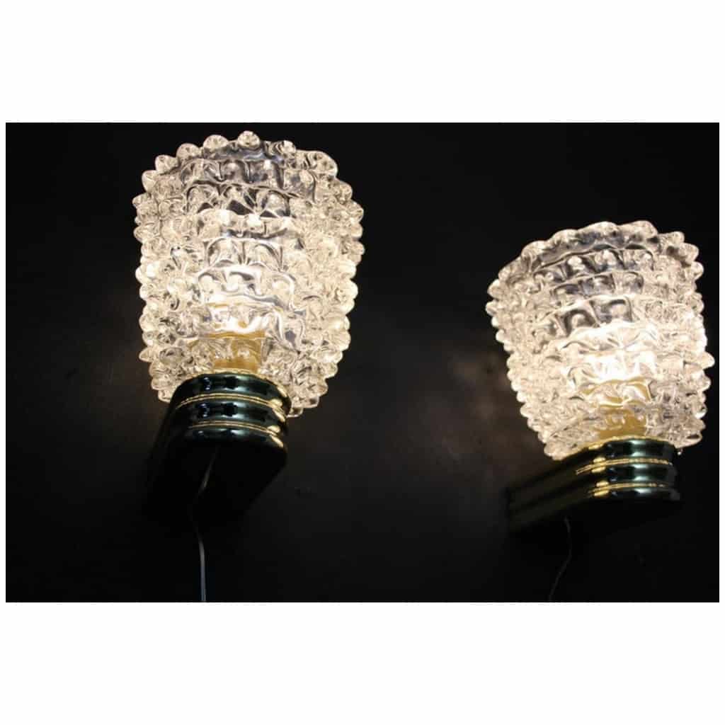 Pair of Rostrato crystal sconces in Murano glass in the style of Barovier and Toso 10