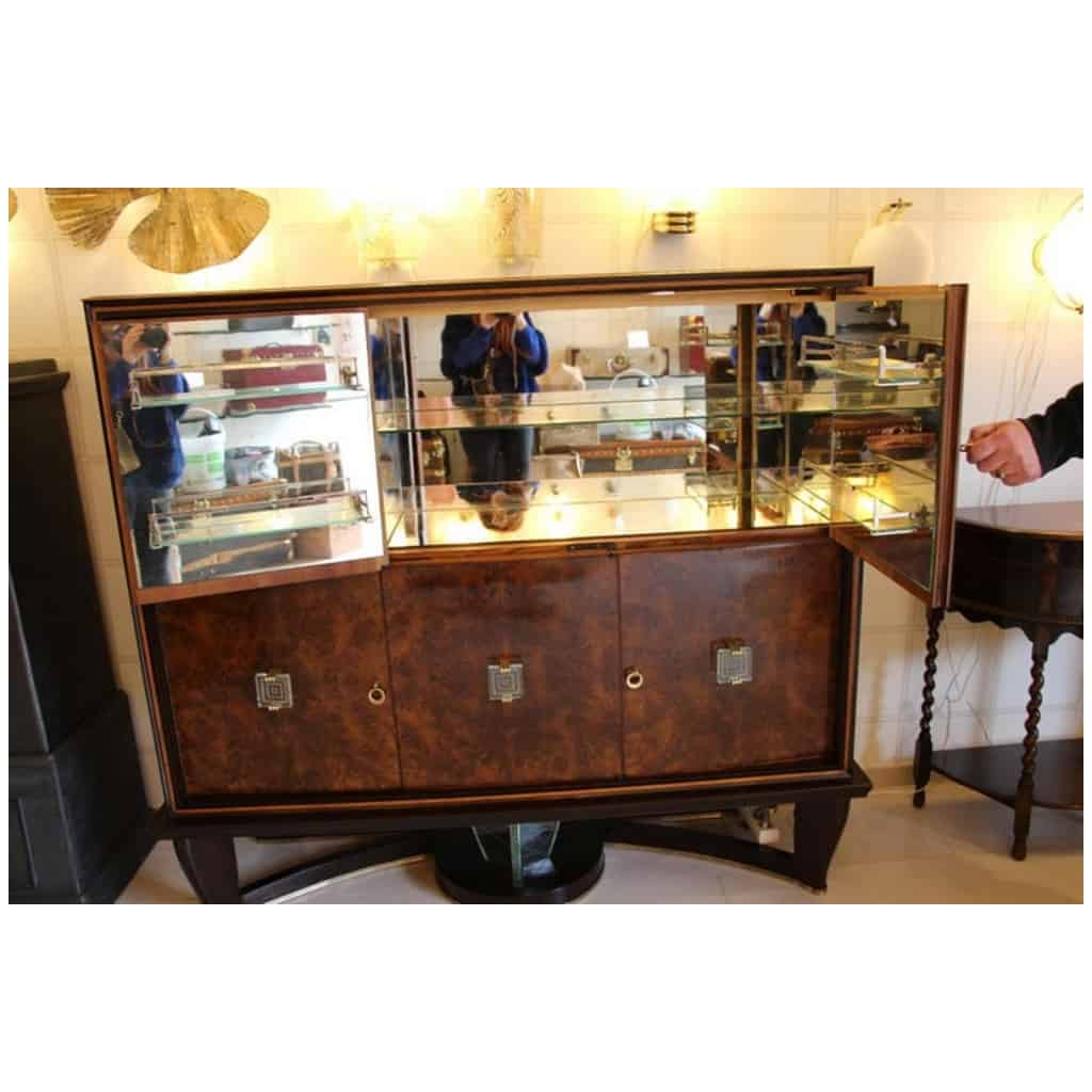 Mid-Century Art Deco Bar Cabinet in the style of Borsani and Fontana Arte 9