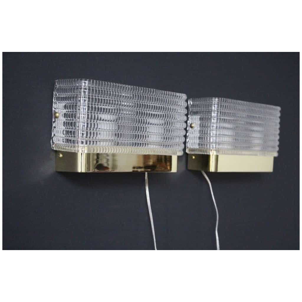 Pair of rectangular textured Murano glass wall sconces 4