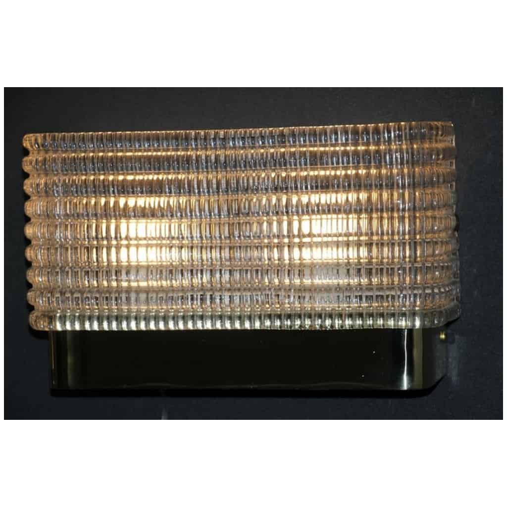 Pair of rectangular textured Murano glass wall sconces 12