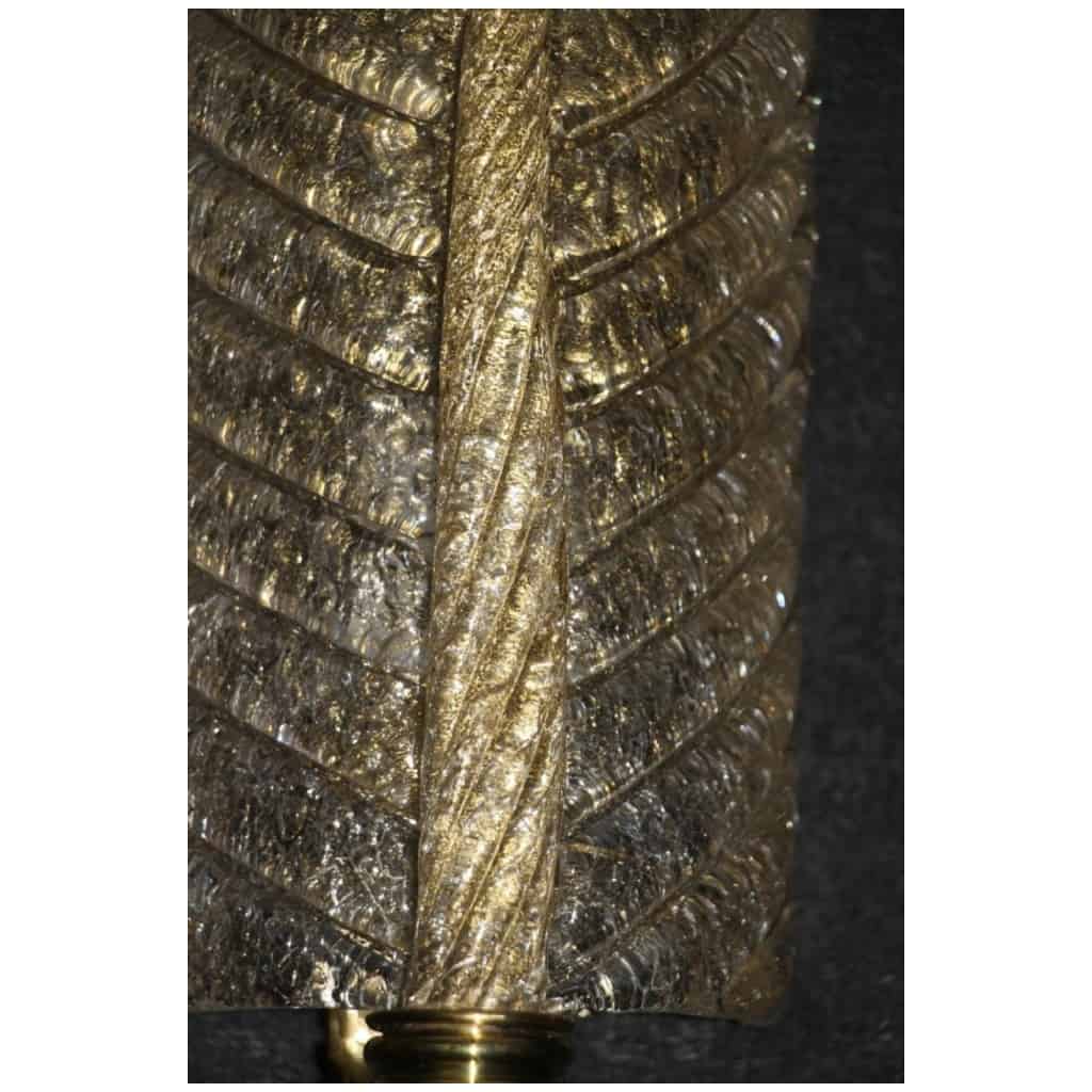 Paire d’appliques en verre de Murano doré, appliques murales en forme de feuille, style Barovier 16