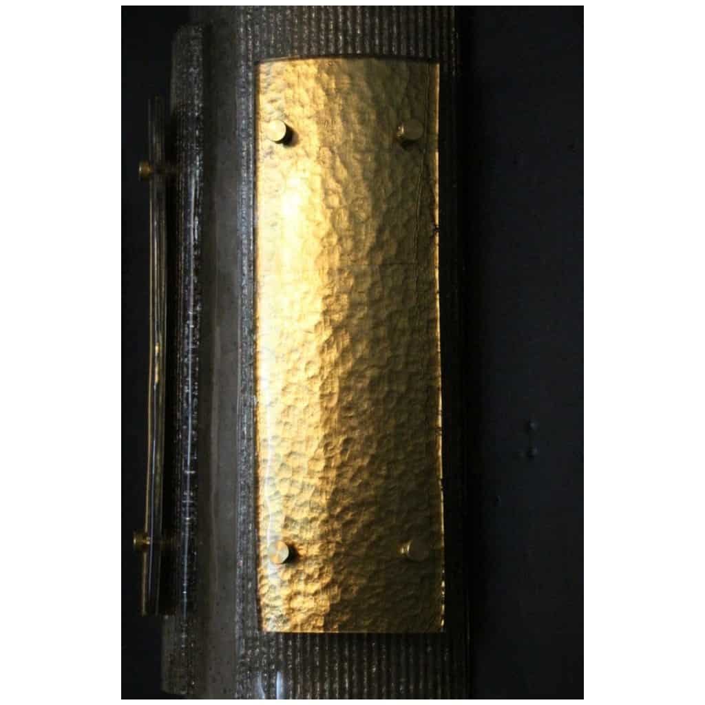 Pair of large modern wall lights in gray and gold Murano glass 21