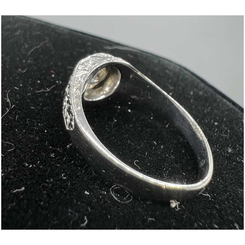 Signet Ring In 18 Carat White Gold Set In Its Center With An Old Cut Diamond For 1 Carat About 6