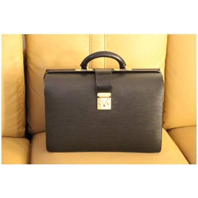 Mallette de pilote ou de médecin en cuir noir, Serviette Louis Vuitton