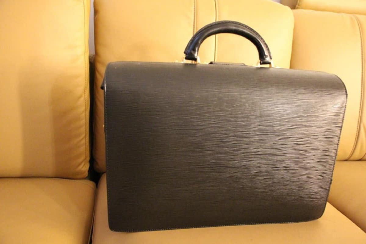 Vintage French Briefcase in Black Epi Leather from Louis Vuitton