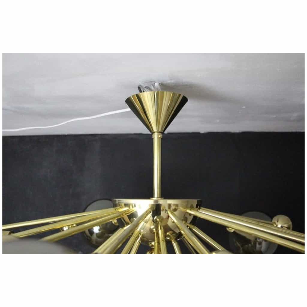 Sputnik 7 Silver-Gold Mercury Half Murano Glass Globe Chandelier