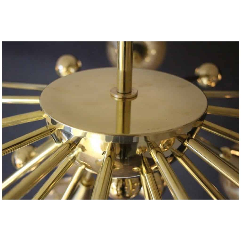 Sputnik 13 Silver-Gold Mercury Half Murano Glass Globe Chandelier