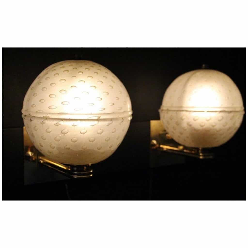 Pair of Venetian sconces in gilded Murano Pulegoso glass in Barovier style 12