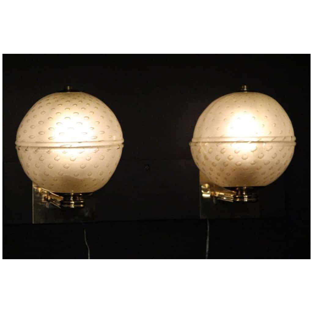 Pair of Venetian sconces in gilded Murano Pulegoso glass in Barovier style 13