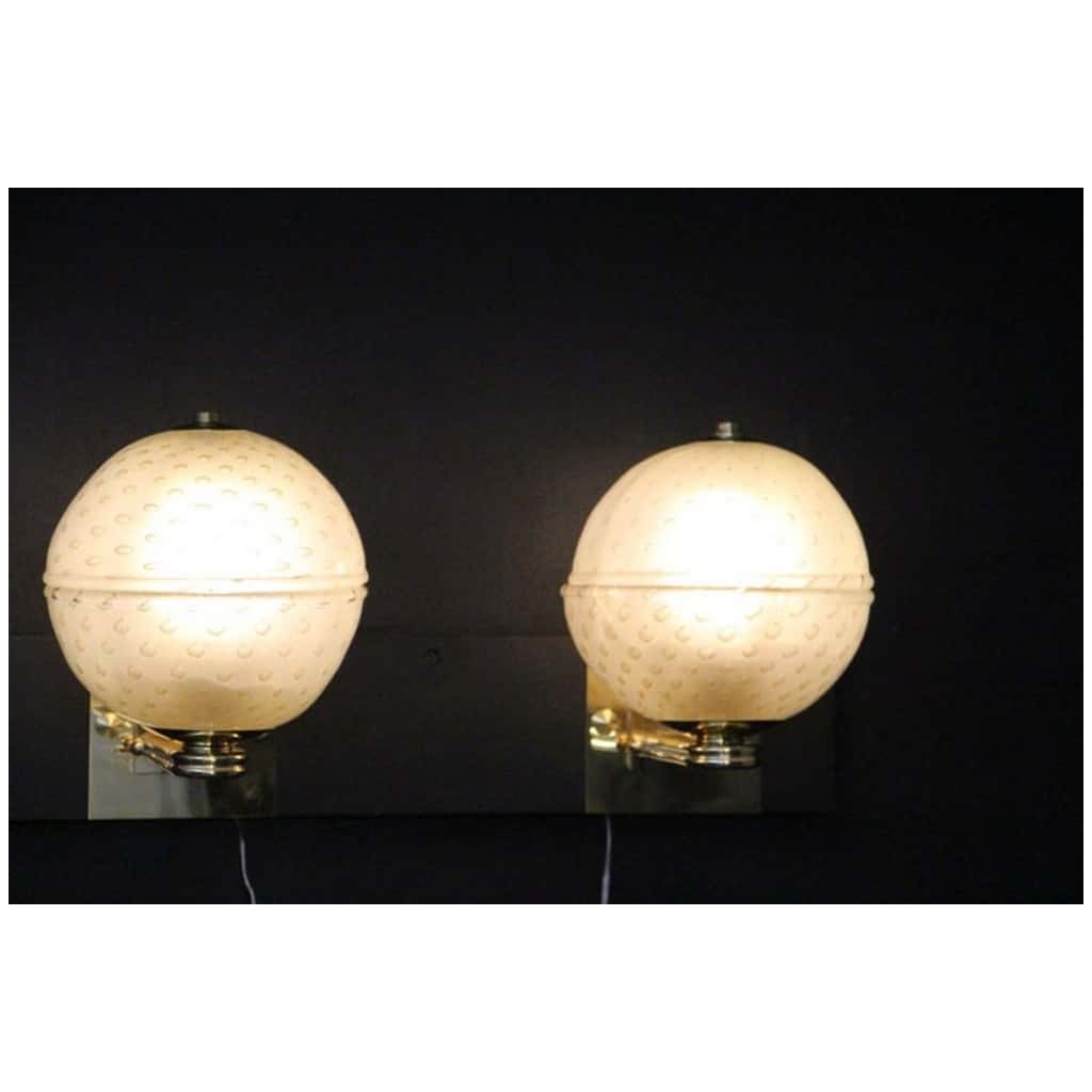 Pair of Venetian sconces in gilded Murano Pulegoso glass in Barovier style 15