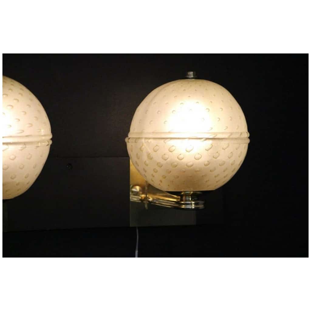 Pair of Venetian sconces in gilded Murano Pulegoso glass in Barovier style 17