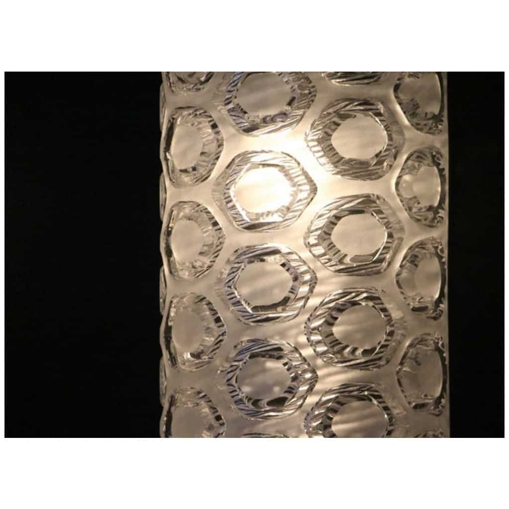 Pair of large cylindrical wall lights in textured transparent and white Murano glass 12