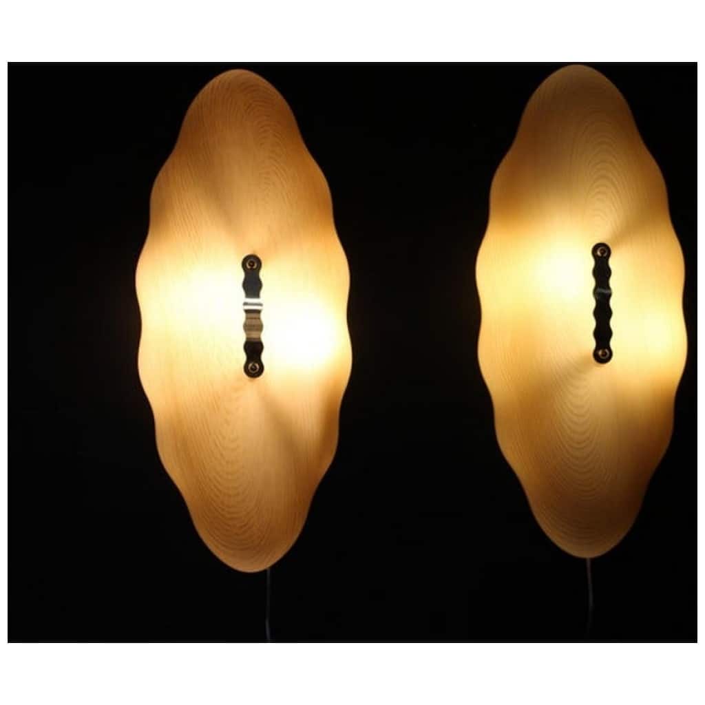 Pair of filigree Murano glass sconces in ivory color 8