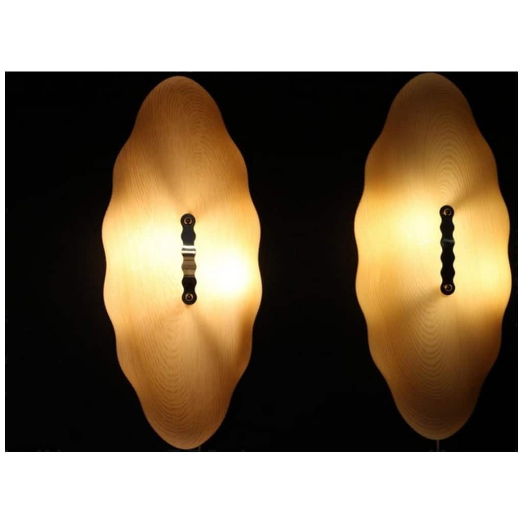 Paire d’appliques en verre de Murano filigrane de couleur ivoire 10