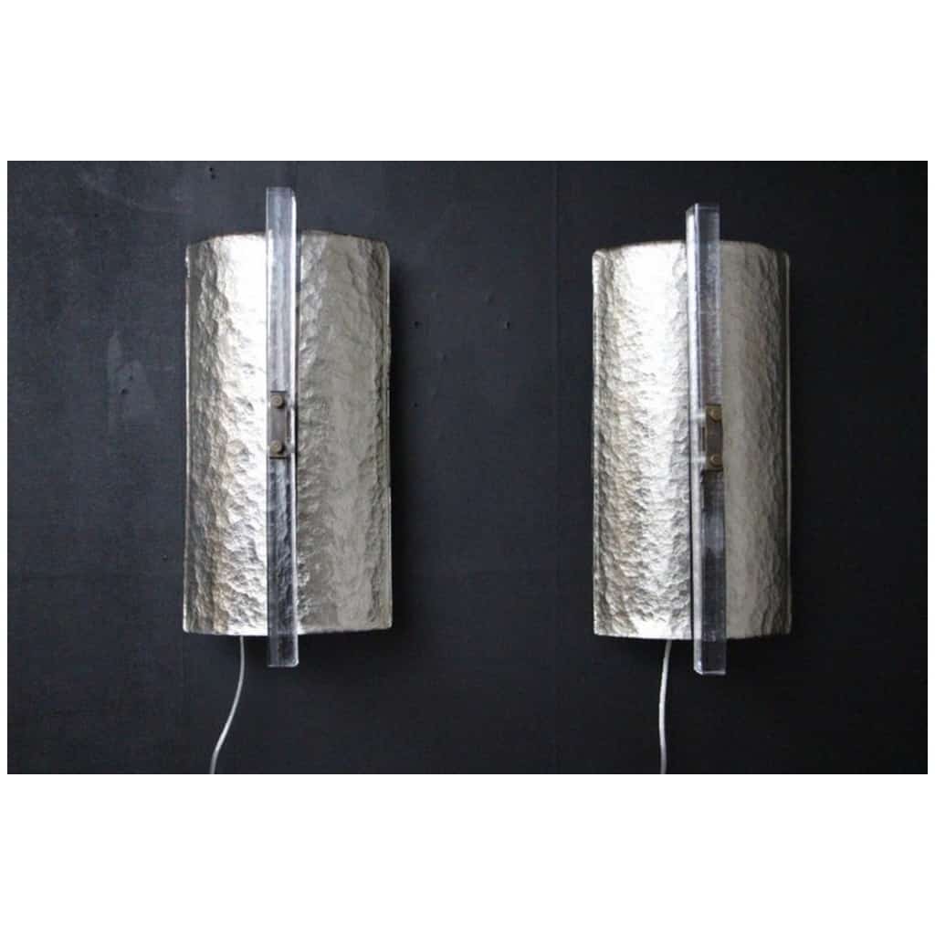 Pair of silver leaf Murano glass wall sconces 4