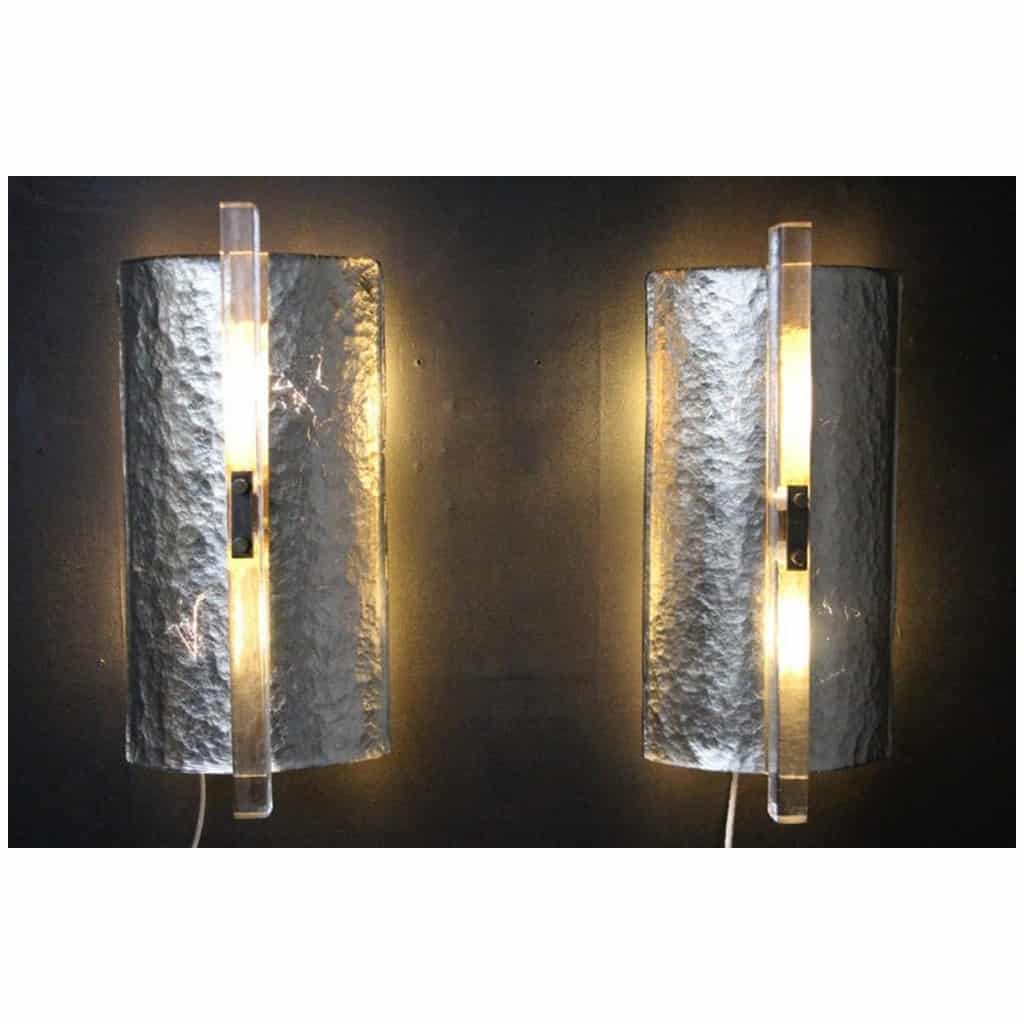Pair of silver leaf Murano glass wall sconces 5