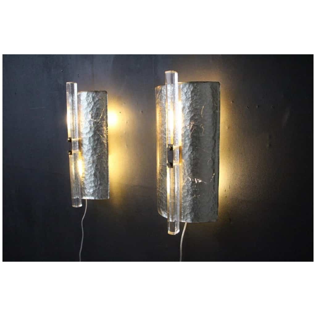Pair of silver leaf Murano glass wall sconces 6