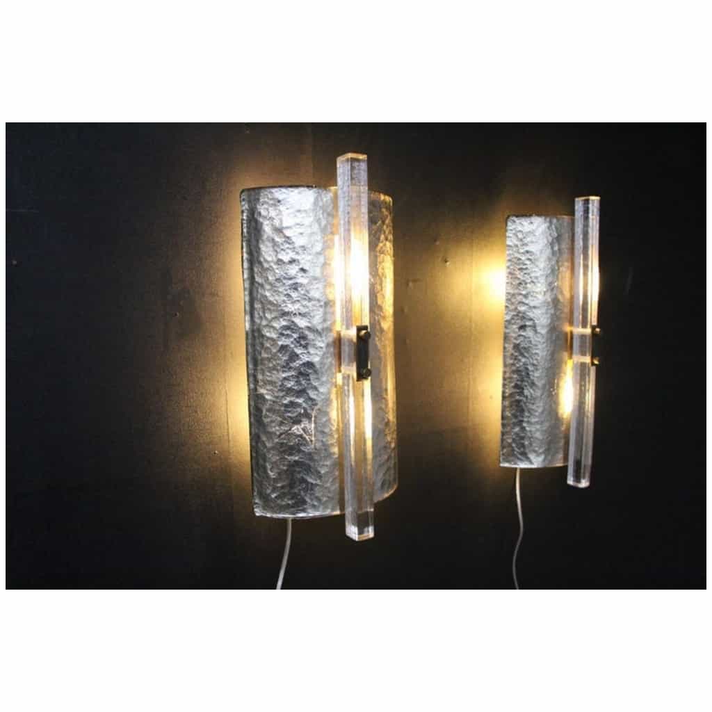 Pair of silver leaf Murano glass wall sconces 7