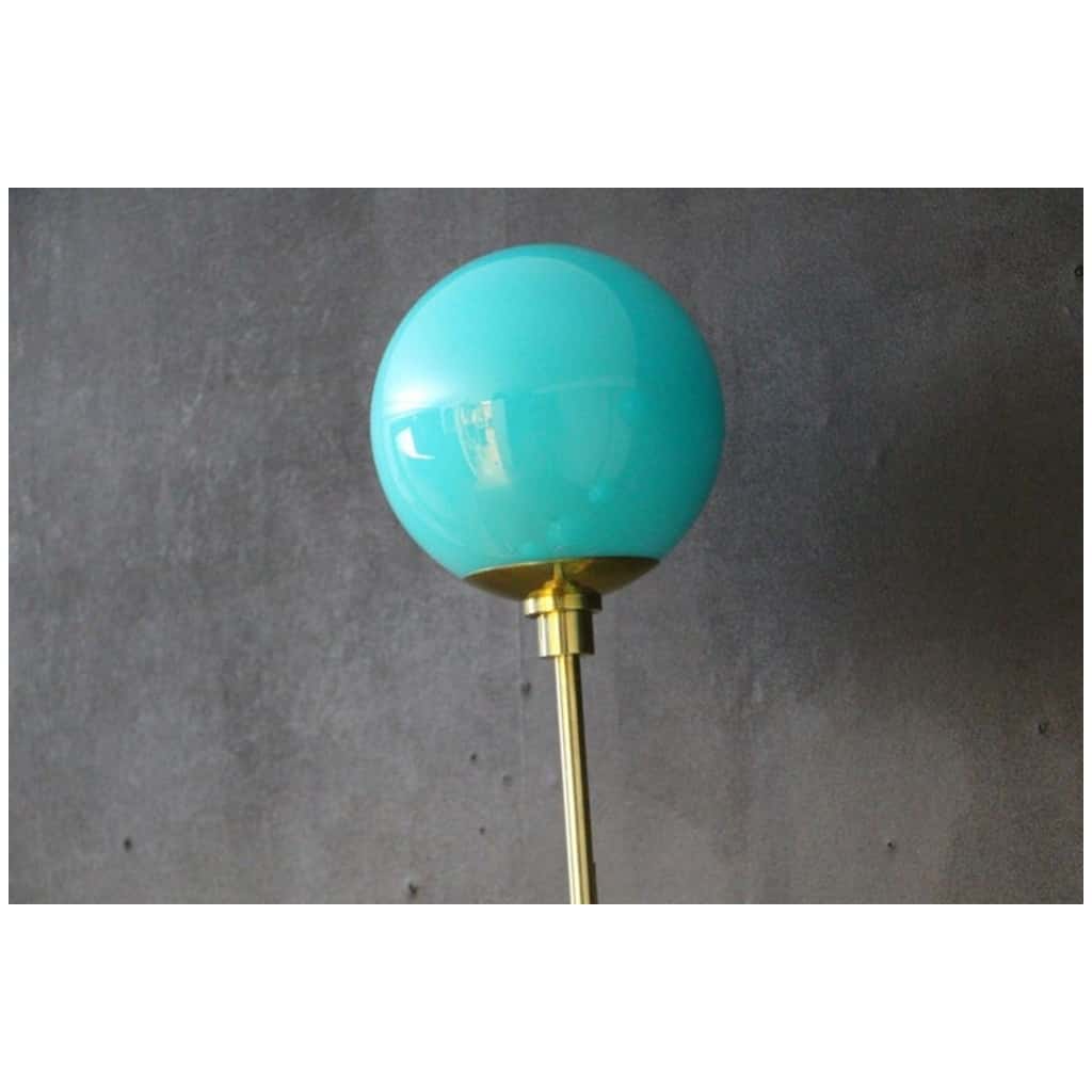 Mid Century Modern Italian Tiffany Blue Murano Glass Sconces in Brass and Blue Glass 20