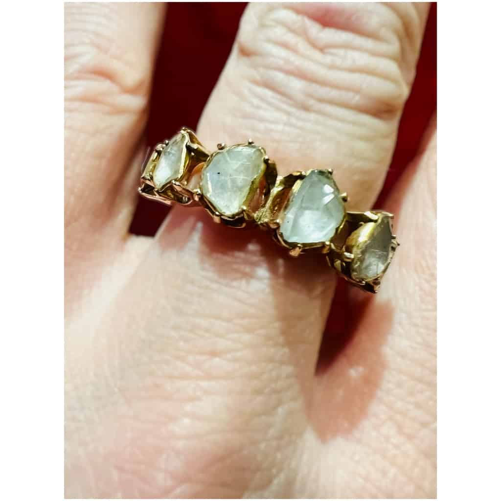 Half alliance ring, 18 carat gold, set with 7 diamonds "old cut" 11