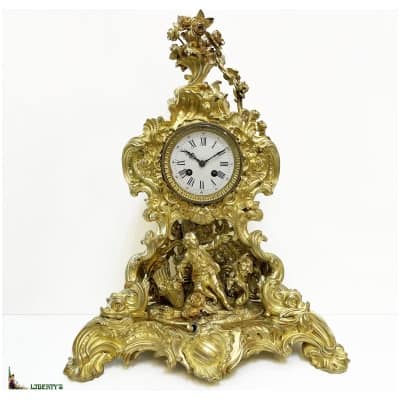 Grande pendule bronze rocaille doré au mercure « Au petit vendangeur », haut. 51 cm – (Fin XIXe) 3