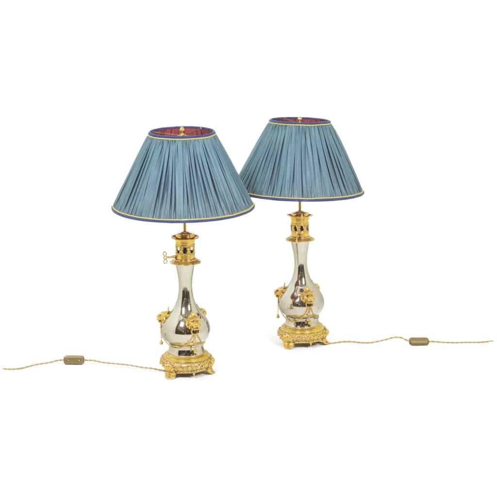 Paire de lampes en métal et bronze doré, circa 1880 3