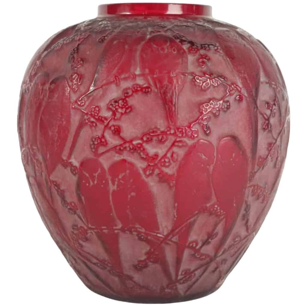 René Lalique : Vase « Perruches » rouge 3