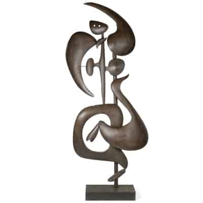 Sculpture intitulée « Lutine bombée » en métal corten, Travail contemporain