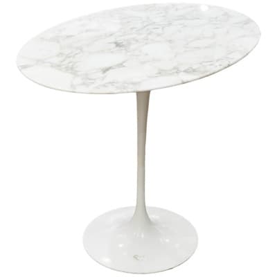 Eero SAARINEN (1910-1961), Edition Knoll: Round pedestal table in aluminum marble and white Rilsan