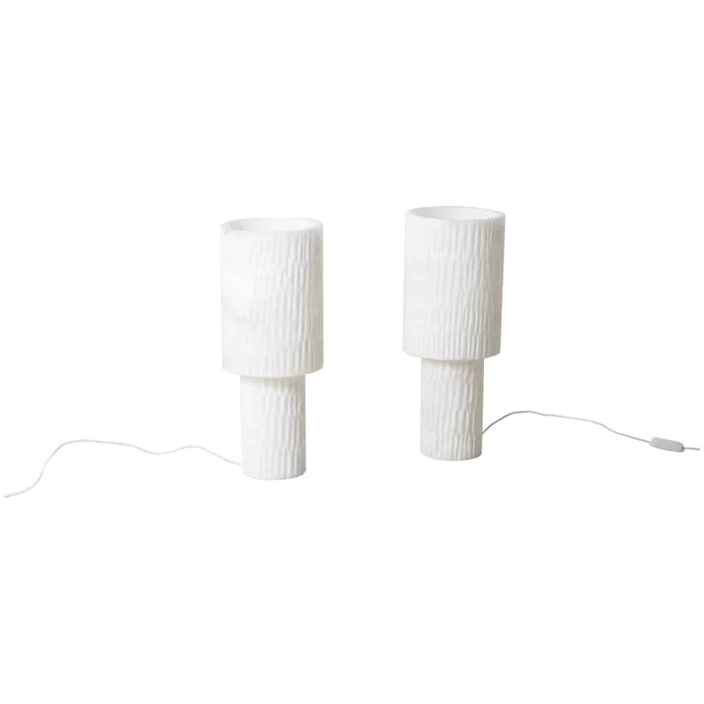 Pair of alabaster lamps, contemporary work 3