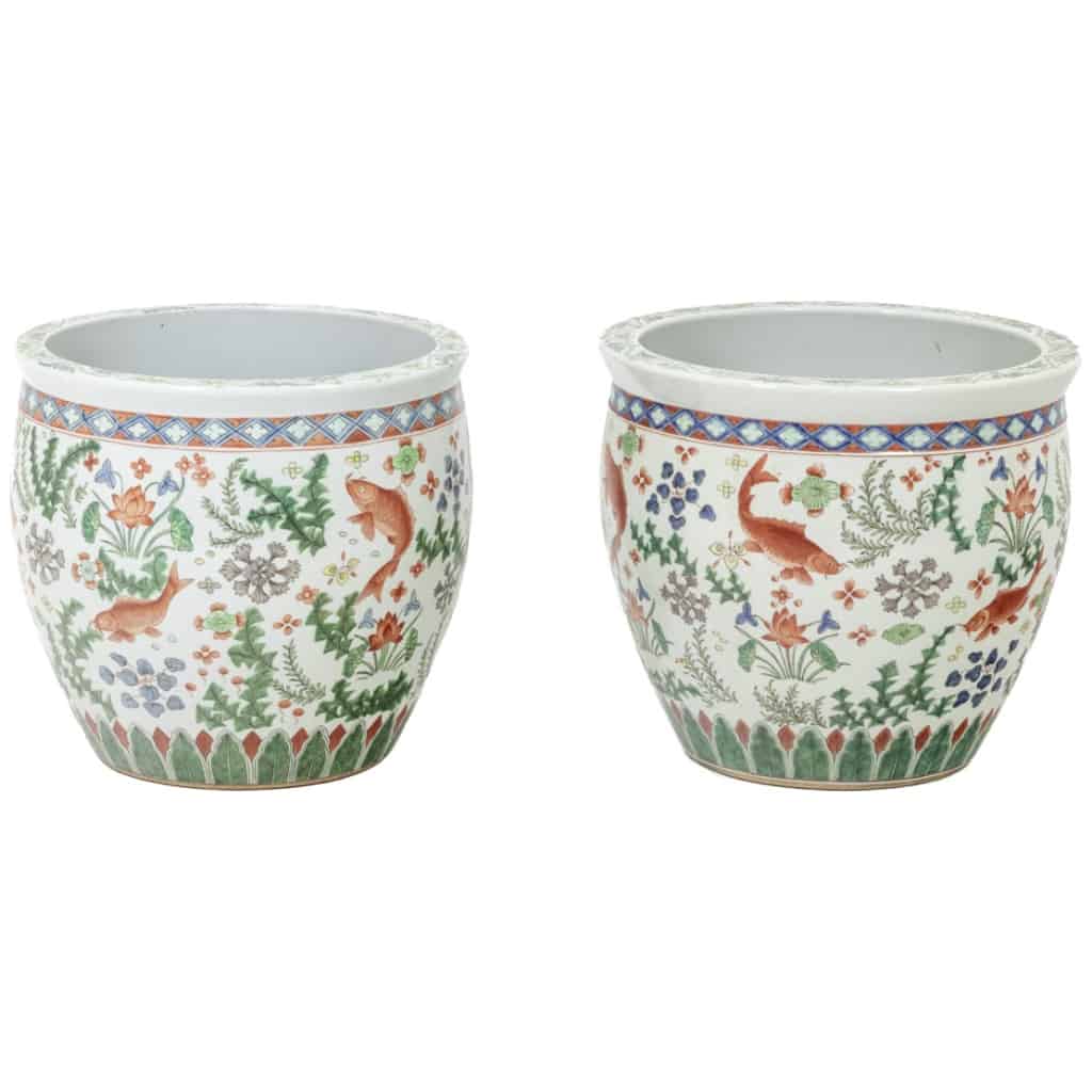 Pair of Canton porcelain planters, circa 1950 3