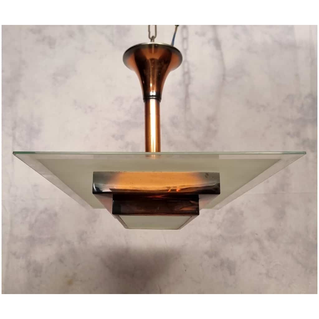 Art Deco ceiling lamp by Henri Petitot – Patinated Brass – Ca 1930 9