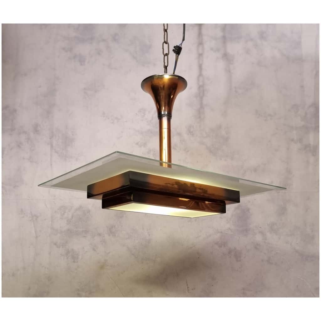 Art Deco ceiling lamp by Henri Petitot – Patinated Brass – Ca 1930 6