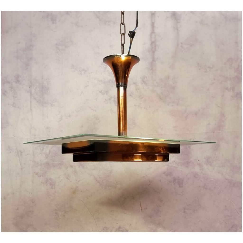 Art Deco ceiling lamp by Henri Petitot – Patinated Brass – Ca 1930 8