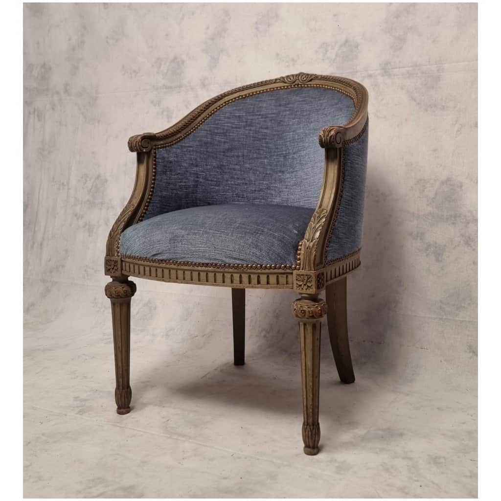 Louis-style office armchair XVI – Patinated wood – early 19th century 3