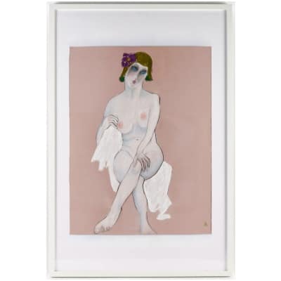 Anna Sylverberg, pastel à l’huile, série de nus, monogramme AS, 1962.