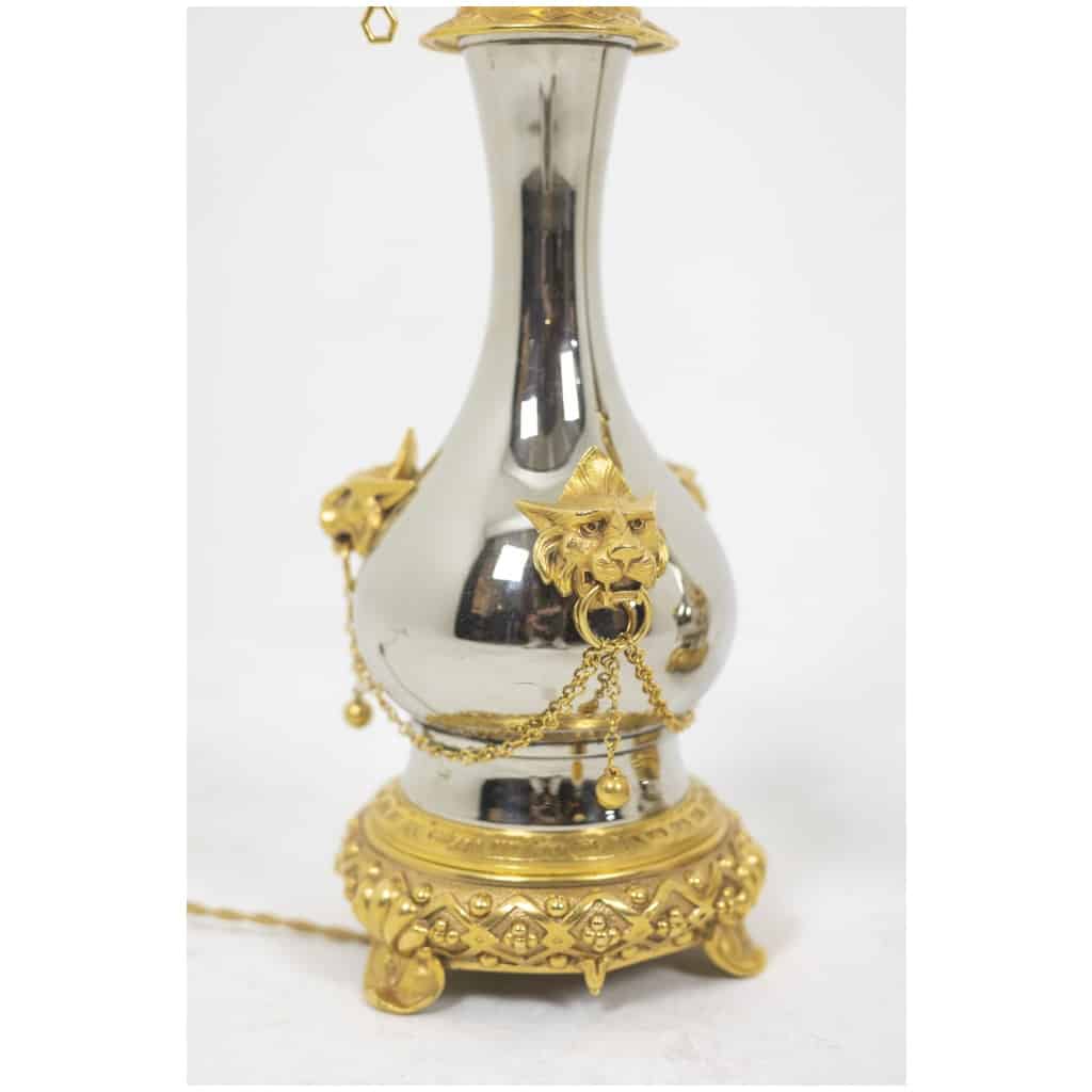Pair of lamps in metal and gilded bronze, circa 1880 6