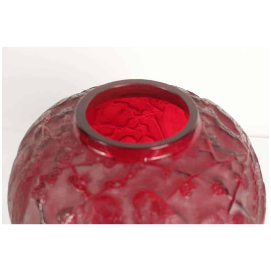 René Lalique : Vase « Perruches » rouge 7