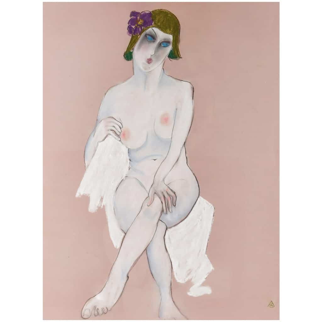 Anna Sylverberg, pastel à l’huile, série de nus, monogramme AS, 1962. 4