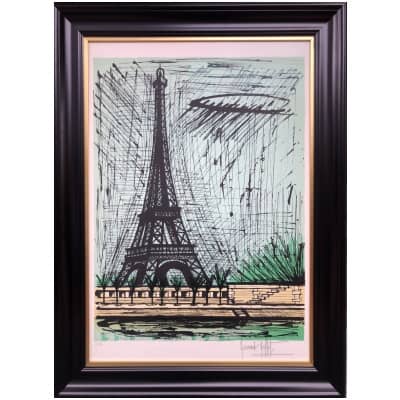 Buffet Bernard Eiffel Tower Color Lithograph Arches Paper Signed Certificate Of Authenticity