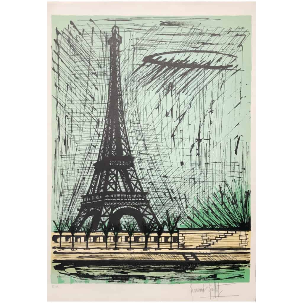 Buffet Bernard Tour Eiffel Lithographie Couleurs Papier arches Signée Certificat D’authenticité 7