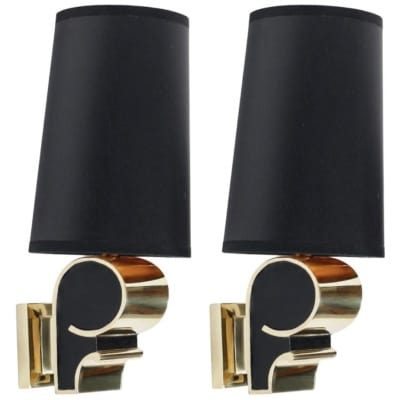 1960 Pair of Maison Petitot bronze sconces