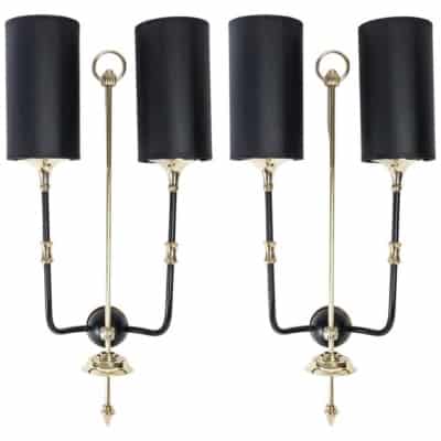 1960 Large Pair of neo-classical wall lights Maison Jansen