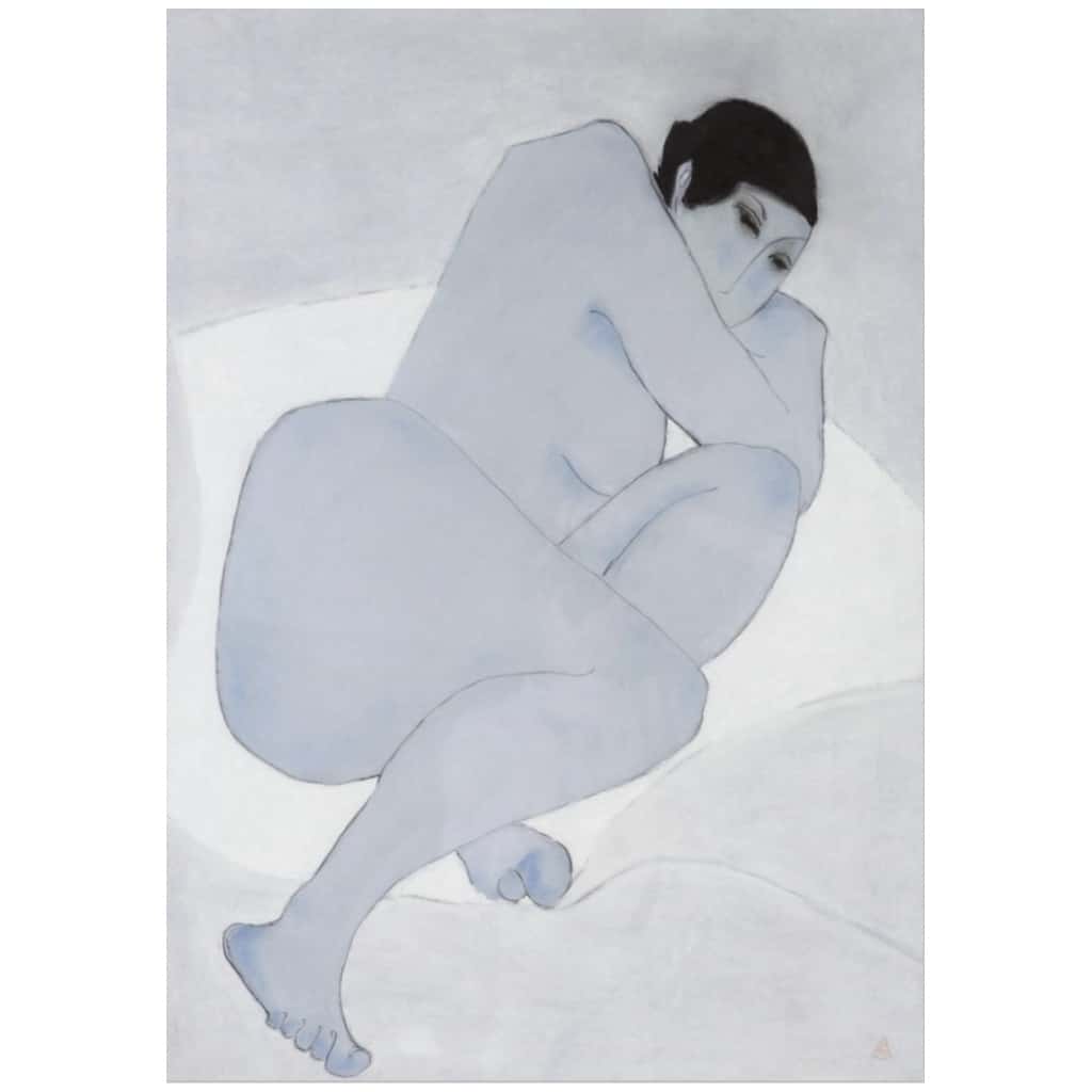 Anna Sylverberg, pastel à l’huile, série de nus, monogramme AS 1962 7