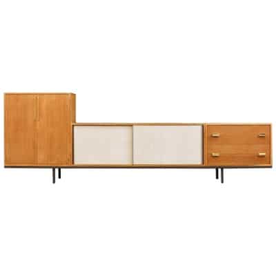 1960 Large Oak Sideboard with 3 Elements by Georges Frydman