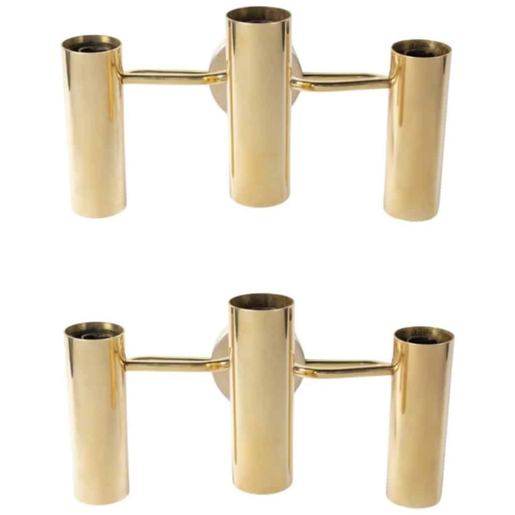 Pair of Gaetano Sciolari brass sconces from the 1960s. 3