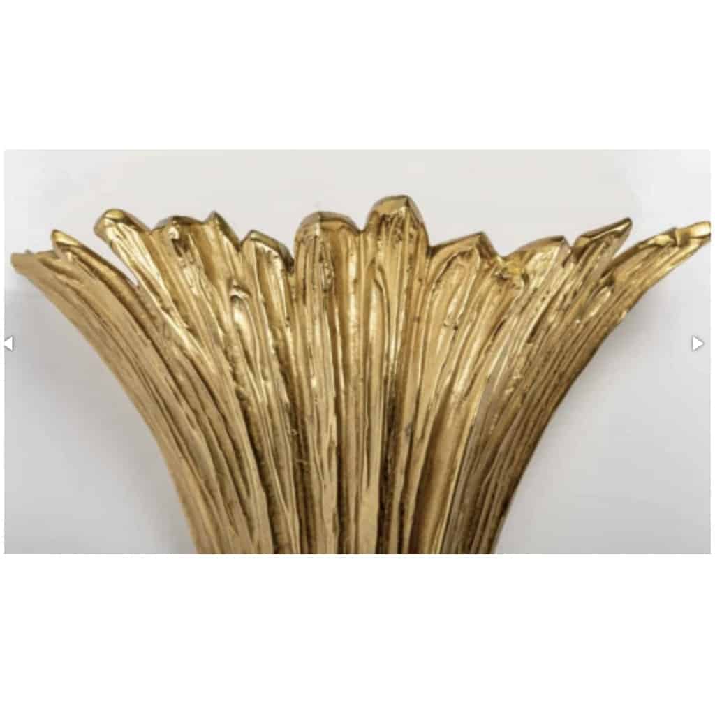 1970 Paire d’Appliques en Bronze doré Modèle Cascade Maison Charles 6